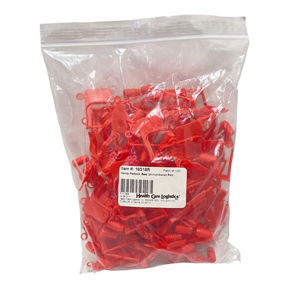 Health Care Logistics Other - Padlock Seal Tags Health Care Logistics Un-Numbered Red Plastic 100 Count Bag